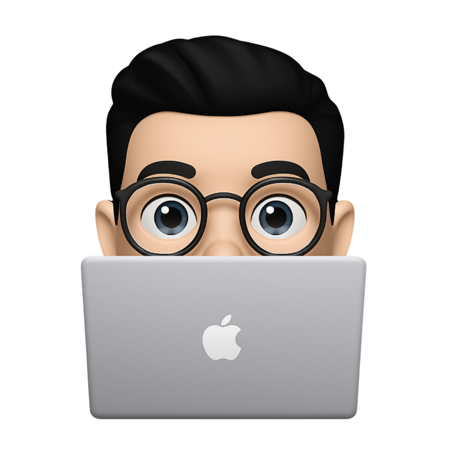 Person peeking from behind laptop